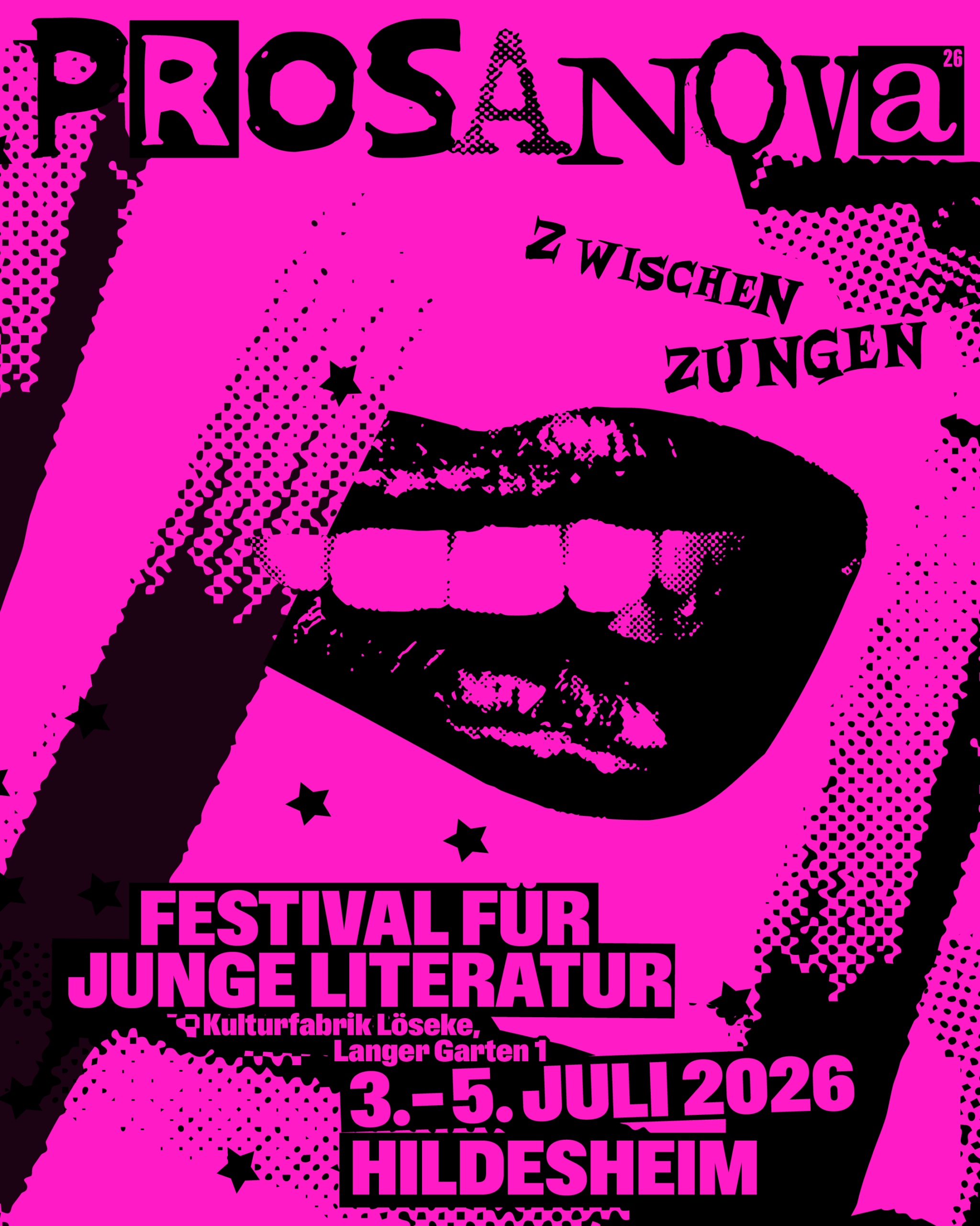 Das Poster des PROSANOVA26 Festivals für junge Literatur
